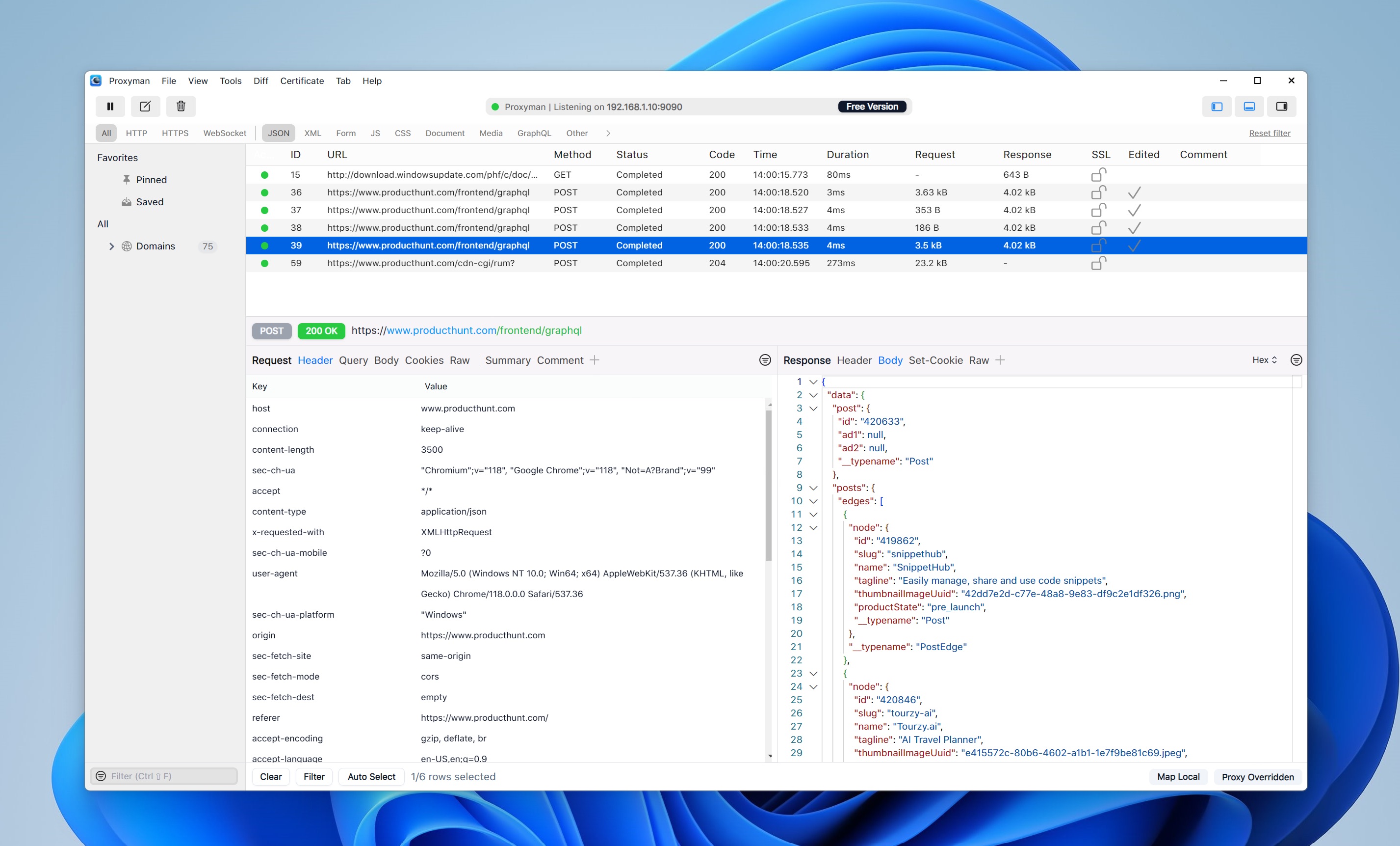 Proxyman for Windows 儀表盤界面